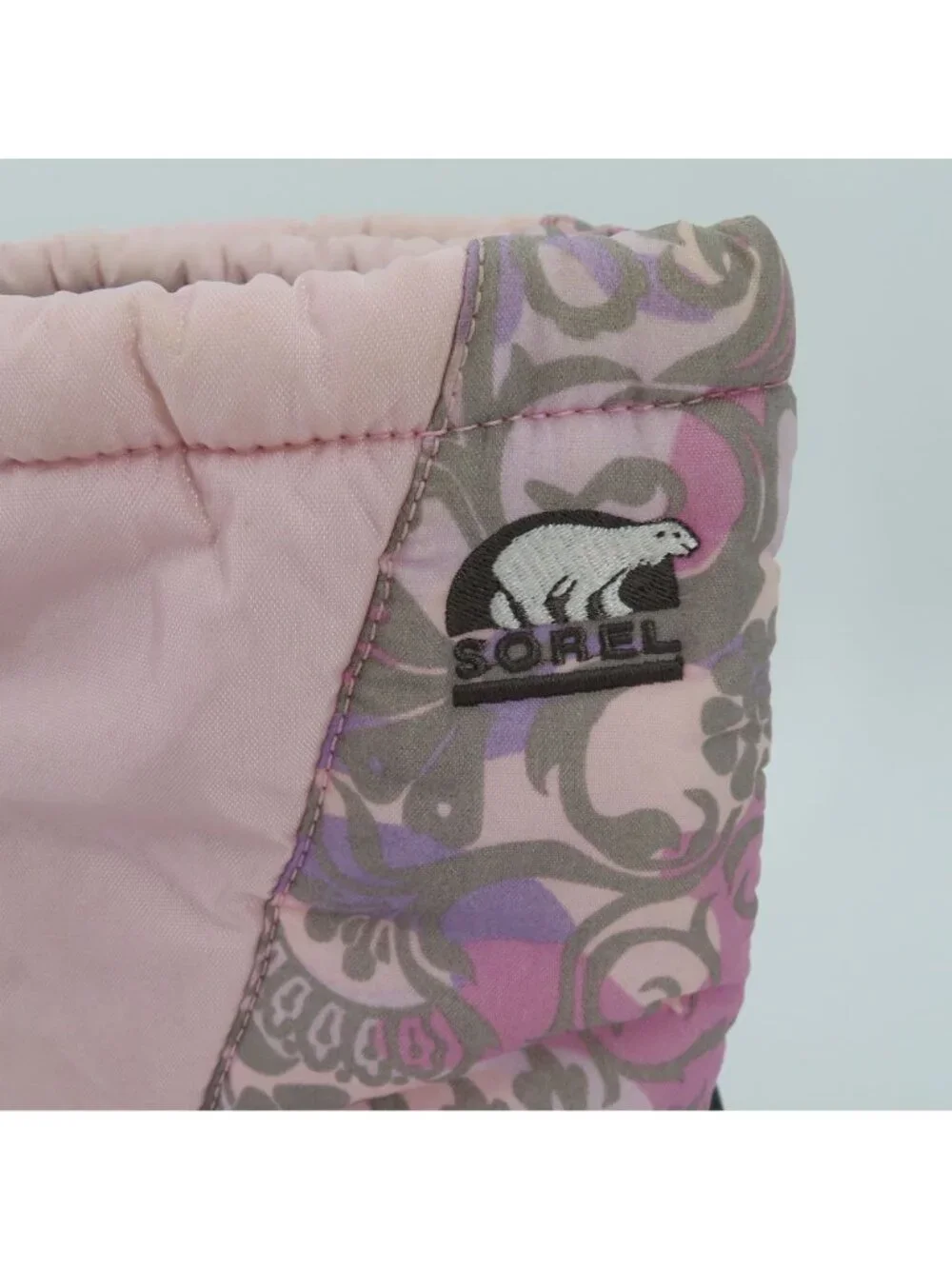 Sorel Womens 7 Cub NY1799-636 Pink Gray Floral Flower Felt Lined Winter Boots